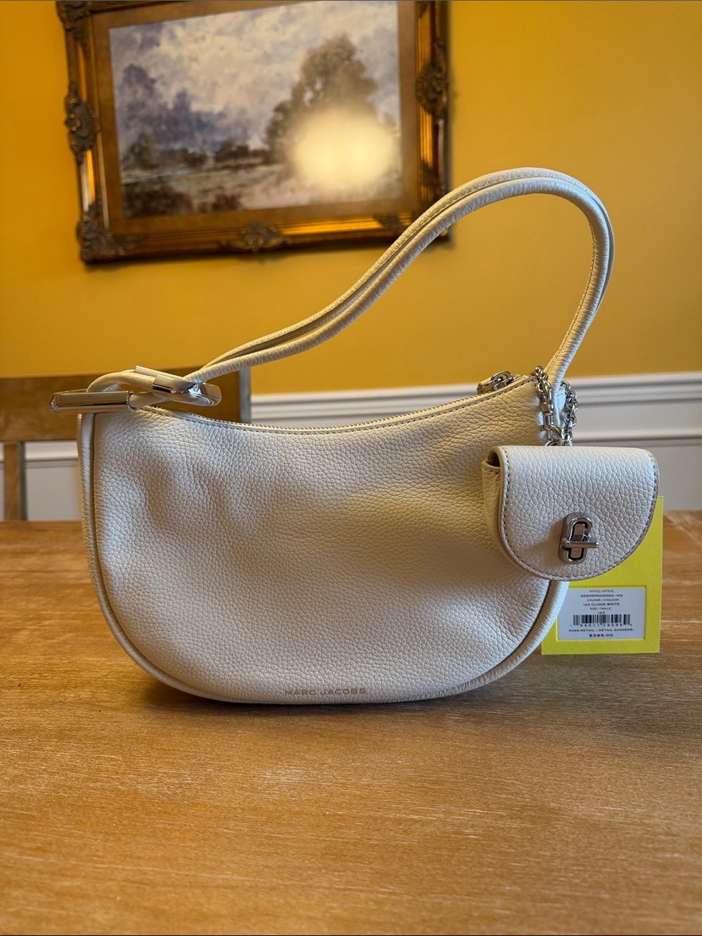 Marc Jacobs Cream Pebbled Leather Shoulder Bag with Mini Pouch